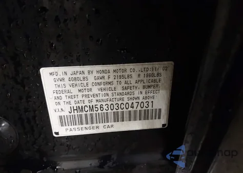 2003 Honda Accord 2.4 Lx z USA, uszkodzony, nr VIN JHMCM56303C047031